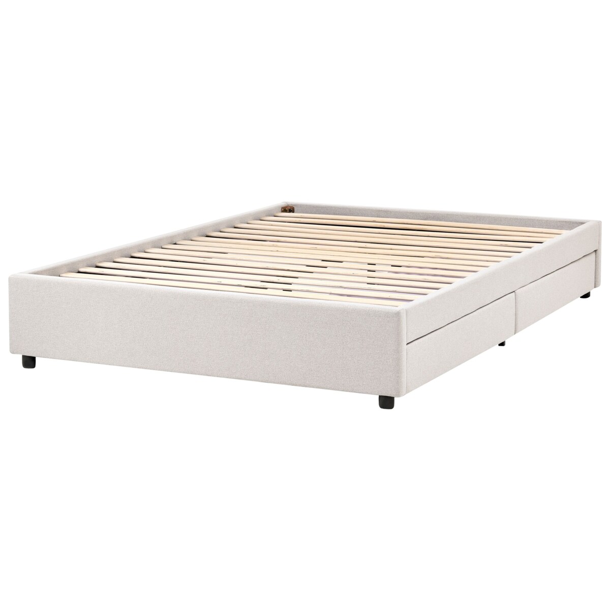 Łóżko z szufladami bez zagłówka PRADES 140 x 200 cm Jasnobeżowy