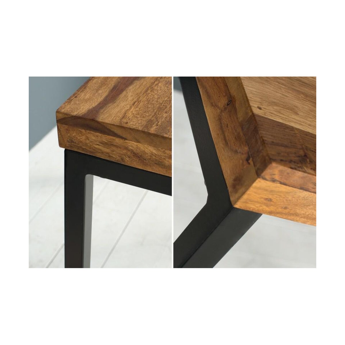 Biurko z litego drewna palisander Elements 38606 rama czarna, King Home