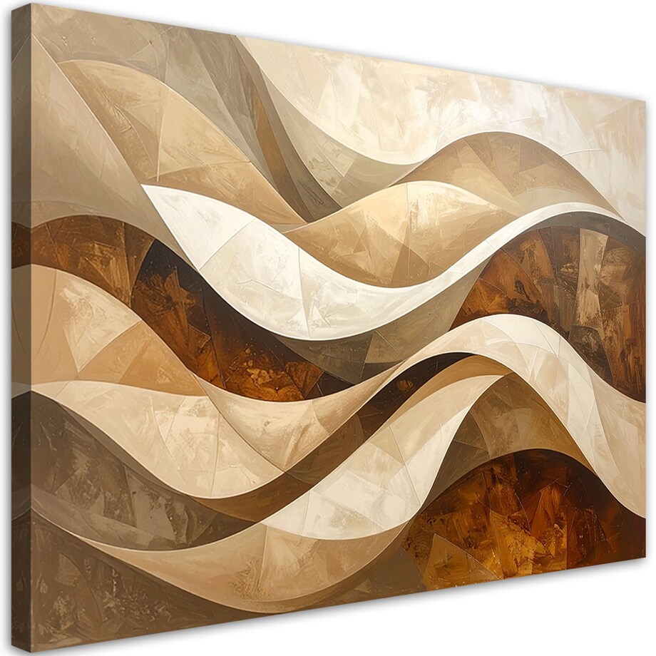 Obraz do salonu sypialni biura loftu, Abstrakcja linie kształty beżowy