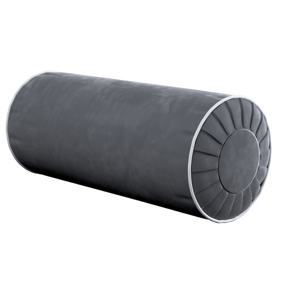 Poduszka wałek z zakładkami z lamówką, grafitowy szary, Ø20 x 50 cm, Velvet