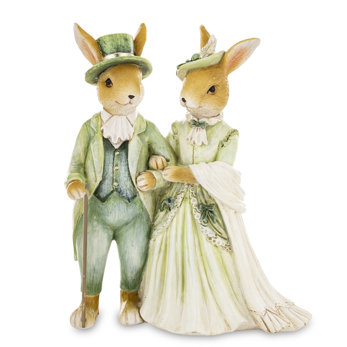 Dekoracja - para królików w strojach z XIX wieku 20x16x7 cm