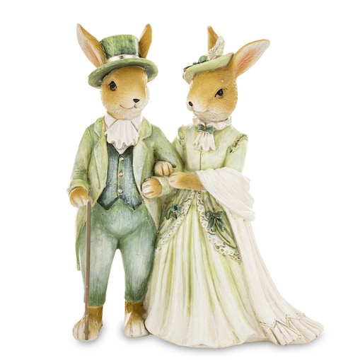 Dekoracja - para królików w strojach z XIX wieku 20x16x7 cm