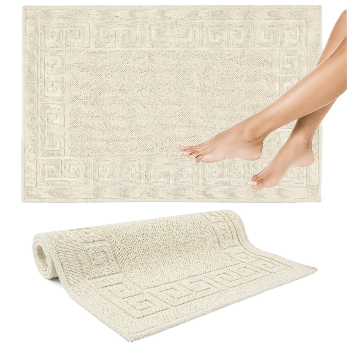 Dywanik łazienkowy Lino 60x90 cm bawełniany grecki beżowy