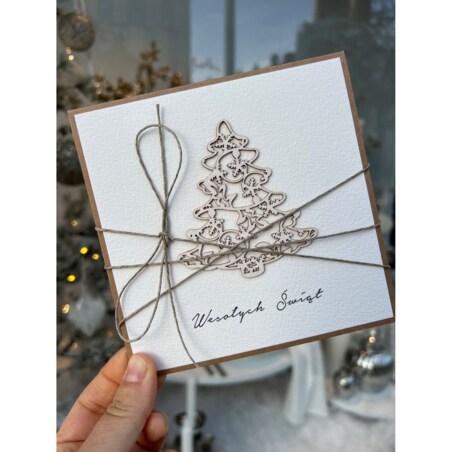 Stylowa ręcznie robiona kartka świąteczna na Boże Narodzenie choinka 2