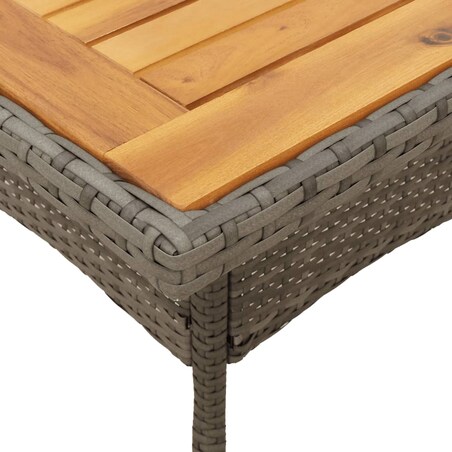 vidaXL Stół ogrodowy z akacjowym blatem, szary, 80x80x75 cm, rattan PE