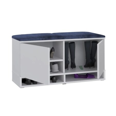 Szafka na buty z siedziskiem DUBAI biała/granatowa