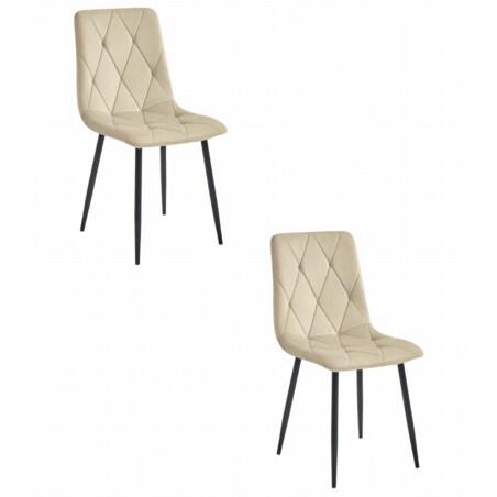Krzesło Do Jadalni Kuchni Salonu Libra - Jasny Beż Aksamit / Nogi Czarne X 2