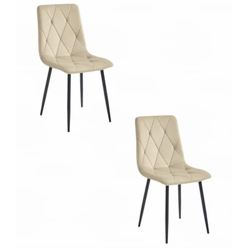 Krzesło Do Jadalni Kuchni Salonu Libra - Jasny Beż Aksamit / Nogi Czarne X 2
