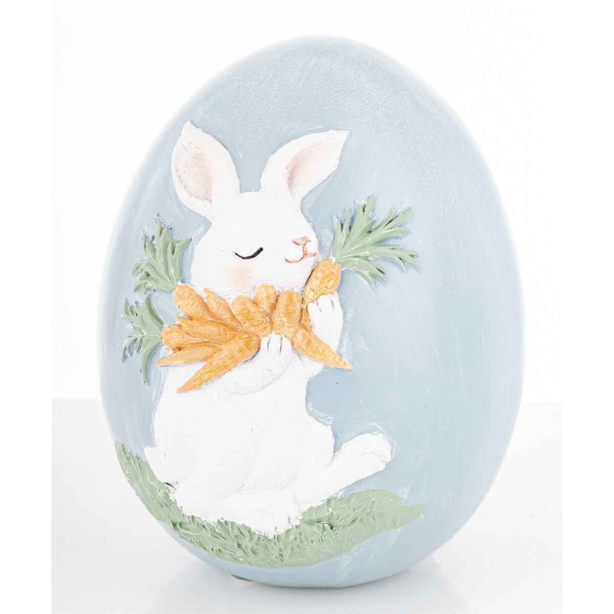 Dekoracja - jajko ozdobne 12x9x9 cm PISANKA niebieska z królikiem