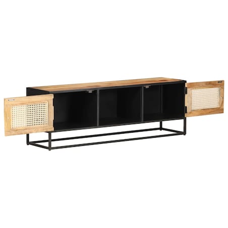 vidaXL Szafka pod TV, 120x30x40 cm, drewno mango i naturalna trzcina