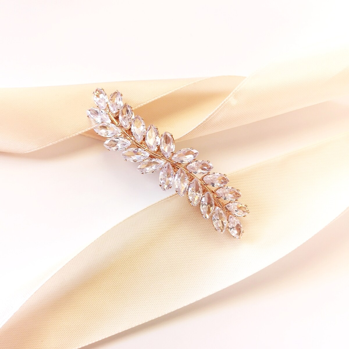 SPINKA ślubna złota cyrkonie LISTKI ozdoba do włosów elegancka