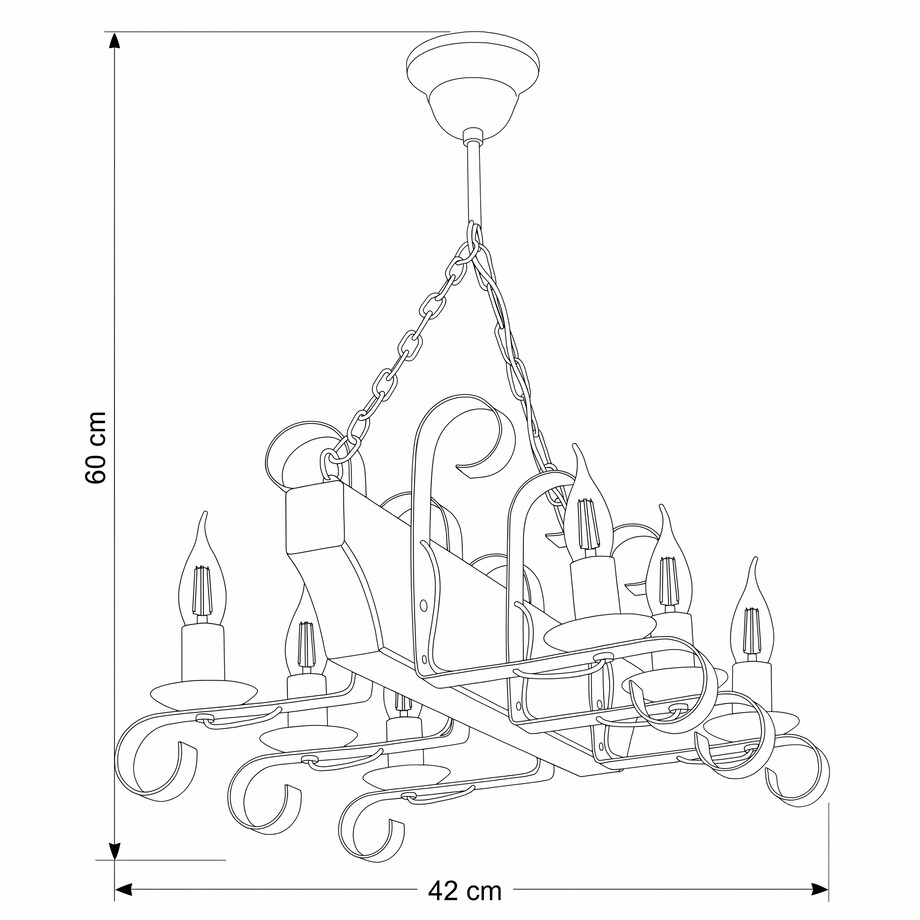 drewniana lampa wisząca 6 punktowa edylit retro