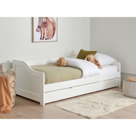 Łóżko wysuwane drewniane 90 x 200 cm białe LUNERAY