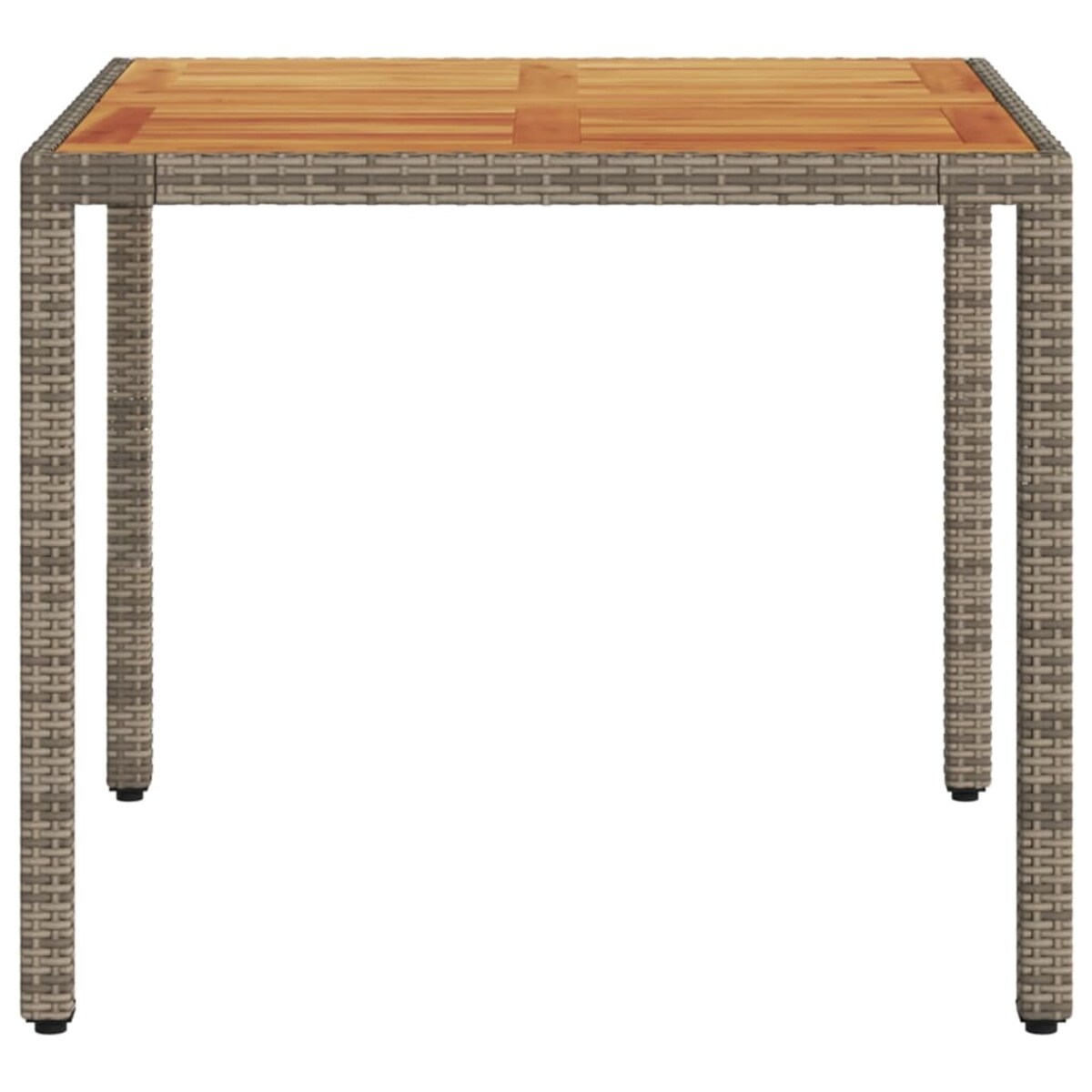 vidaXL Stół ogrodowy z akacjowym blatem, szary, 90x90x75 cm, rattan PE