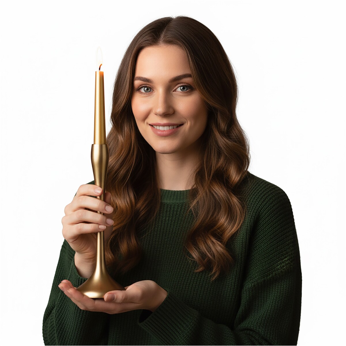 Świecznik Metalowy Pojedynczy Na Świecę Świeczki Świąteczny Glamour 25,5 Cm