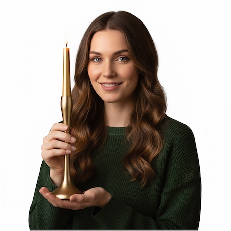 Świecznik Metalowy Pojedynczy Na Świecę Świeczki Świąteczny Glamour 25,5 Cm