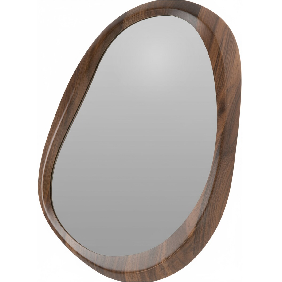 Lustro Organiczne Nowoczesne Rama Efekt Drewna Brązowe 38X55 Cm