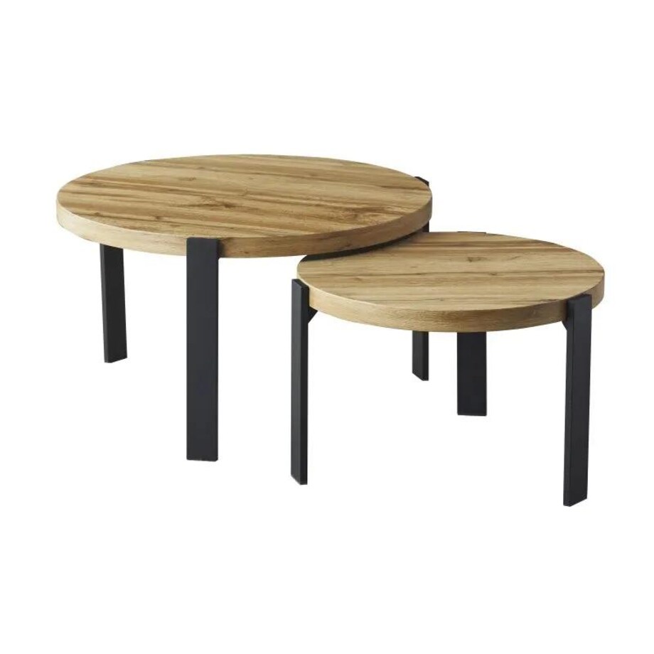 Zestaw 2 ław POLO dąb artisan/czarny