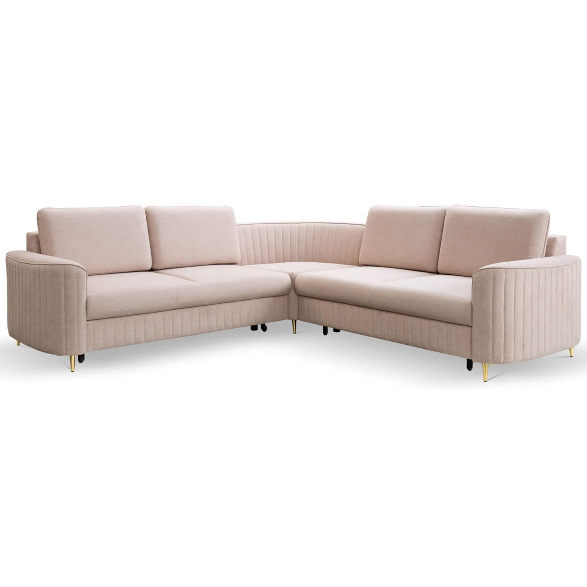 Narożnik z funkcją spania i pojemnikiem na pościel LOREN, beżowy