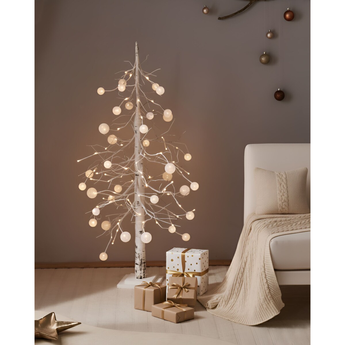 Dekoracja ogrodowa LED HOLAR Choinka 122 cm Biały