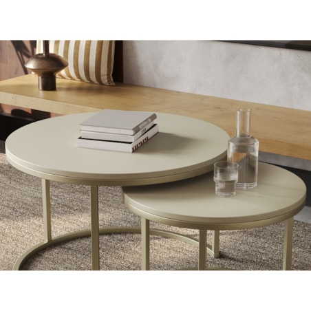 Stolik Kawowy GOLD KASZMIR 2w1 Okrągły Zestaw JAPANDI BOHO Salon SOFT LOFT SET