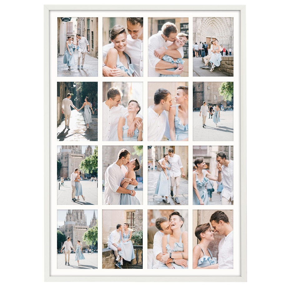 Ramka na zdjęcia 16 zdjęć 10x15 cm rama biała foto galeria 50x70 cm kolaż FRAMAI®