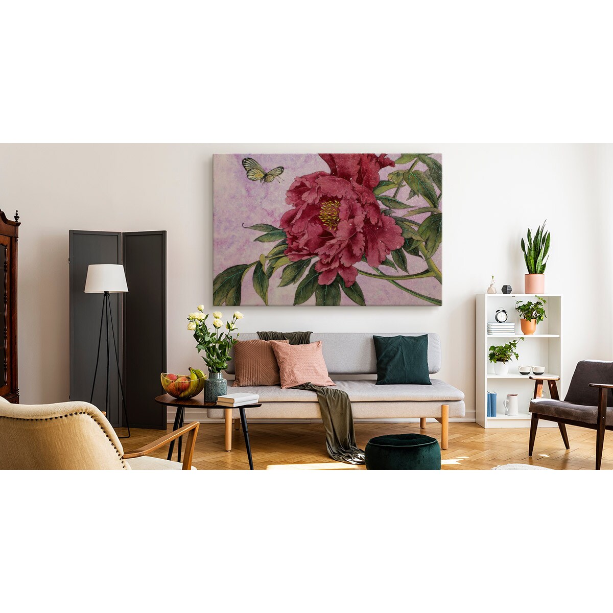 Obraz barwne peonie w stylu vintage 70x50cm