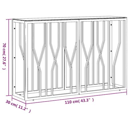 vidaXL Stolik konsolowy, 110x30x70 cm, stal nierdzewna i szkło