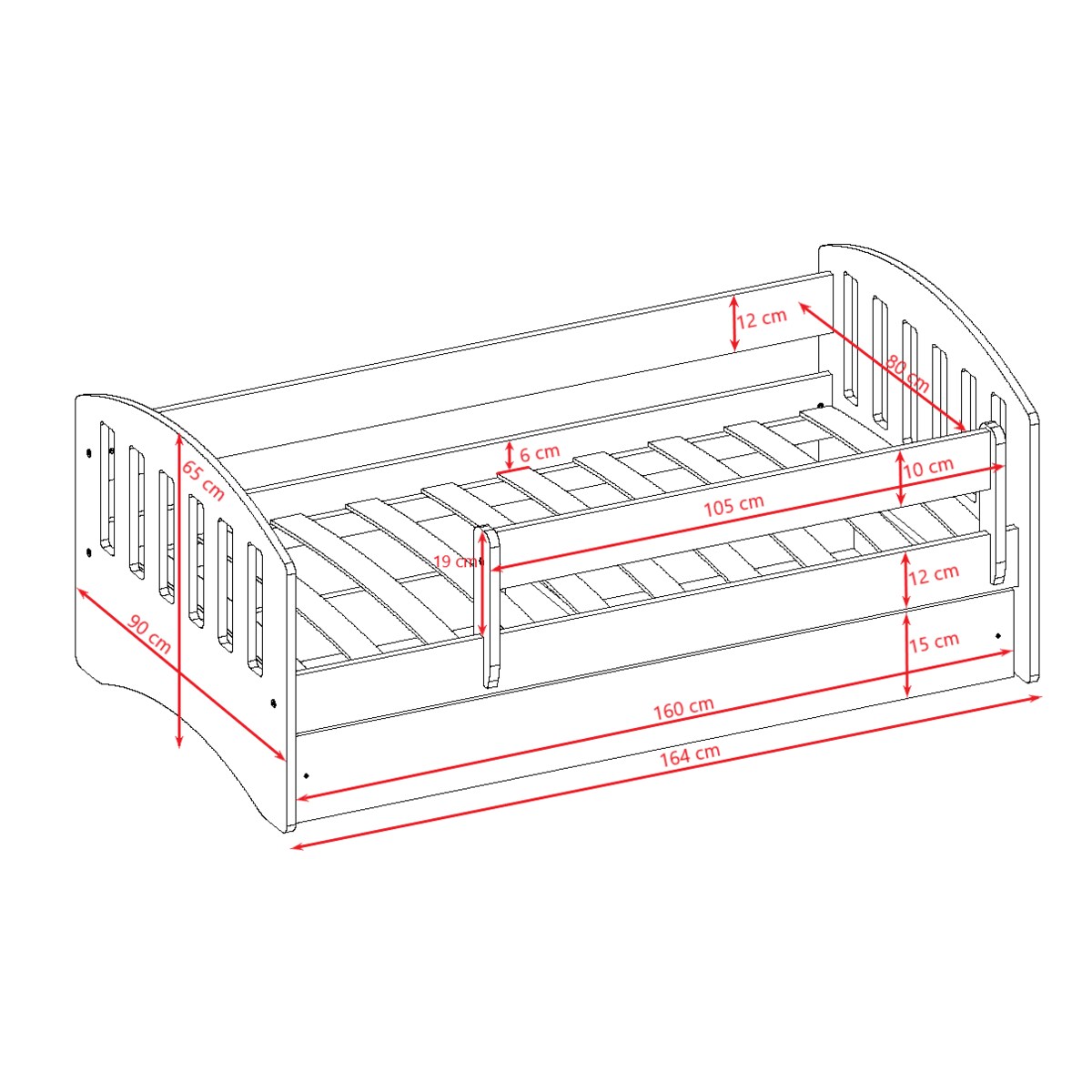 Łóżko classic 1 białe z szufladą materac 160/80