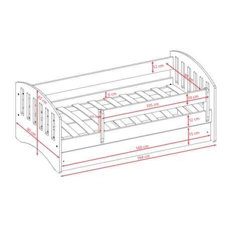 Łóżko classic 1 białe z szufladą materac 160/80