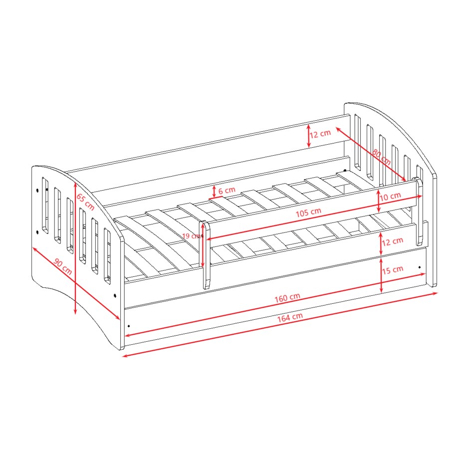 Łóżko classic 1 białe z szufladą materac 160/80