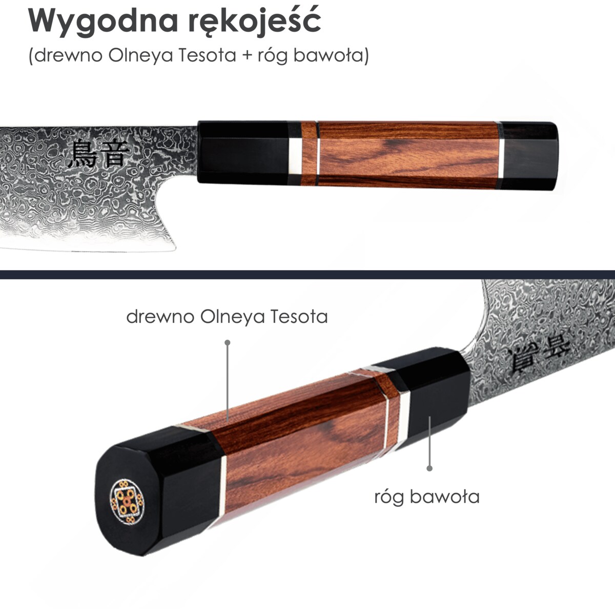 Japoński nóż szefa kuchni Torion w pudełku prezentowym Stal damasceńska VG-10 Profesjonalny nóż