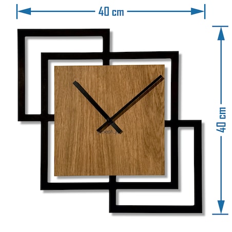 Zegar ścienny Squares 40cm czarny drewniany