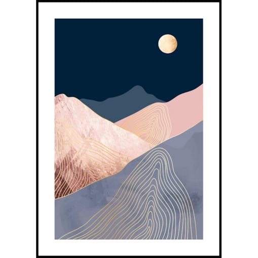 Poster Story, Plakat, Obraz - Pastelowa Noc w Górach, wymiary 21 x 30 cm