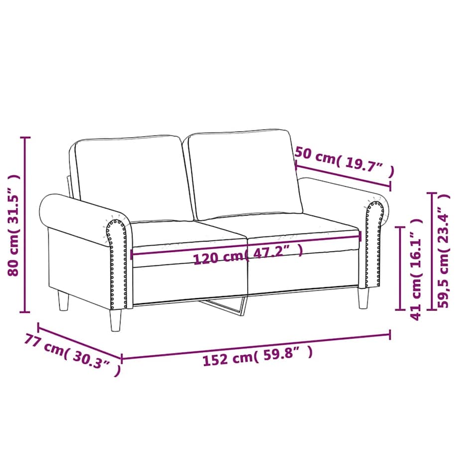 vidaXL Sofa 2-osobowa, winna czerwień, 120 cm, tapicerowana aksamitem