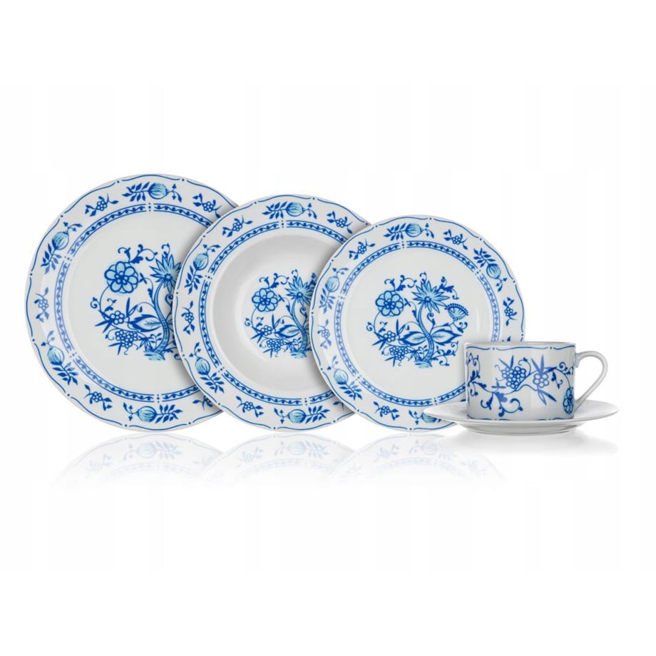 KOMPLET OBIADOWY FOLKLOR gotowy prezent 30 elem talerze ładne jadalni box