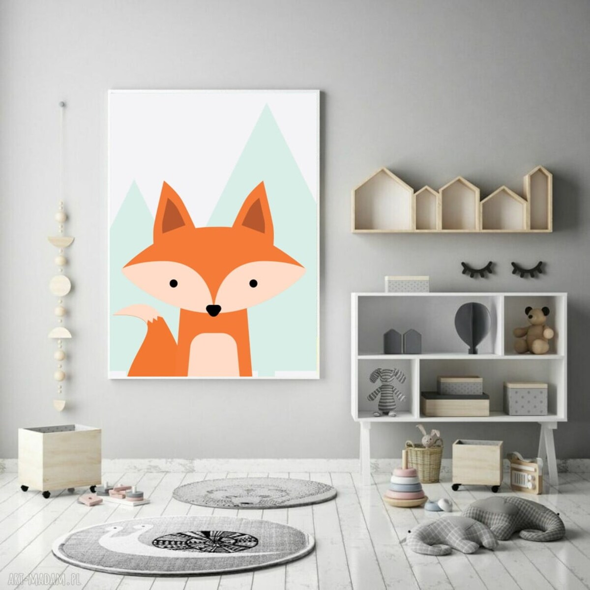 Poster Story, Plakat, Obraz - Lisek na Tle Gór, wymiary 21 x 30 cm