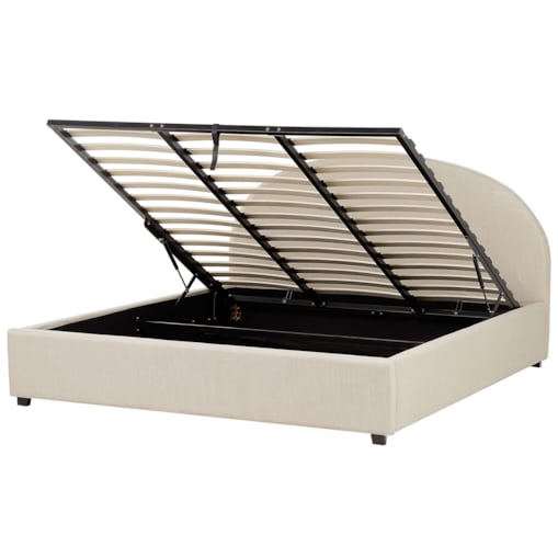 Łóżko z pojemnikiem tapicerowane 180 x 200 cm beżowe VAUCLUSE