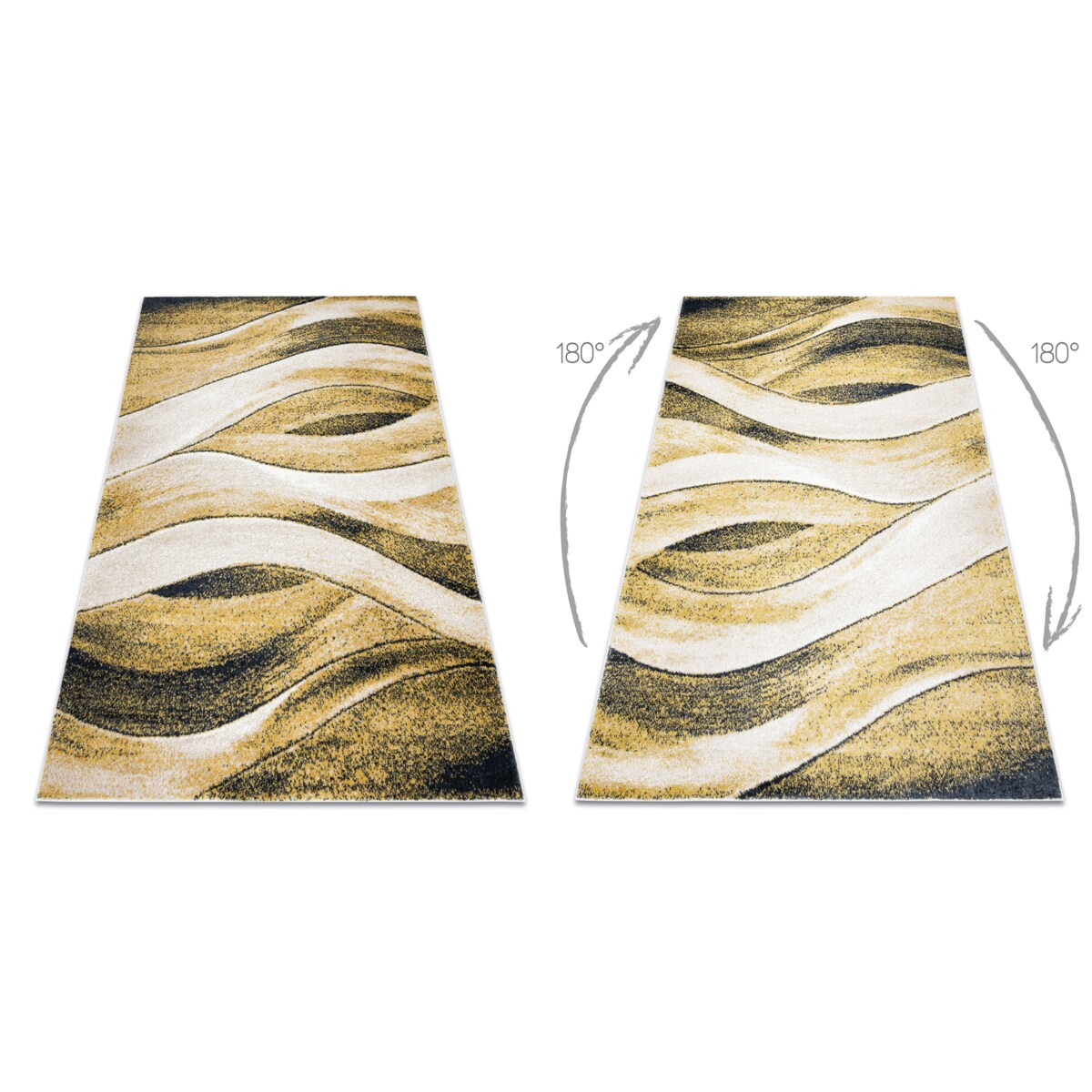 Dywan FUSION 1617 żółty / krem - Fale, 160x220 cm