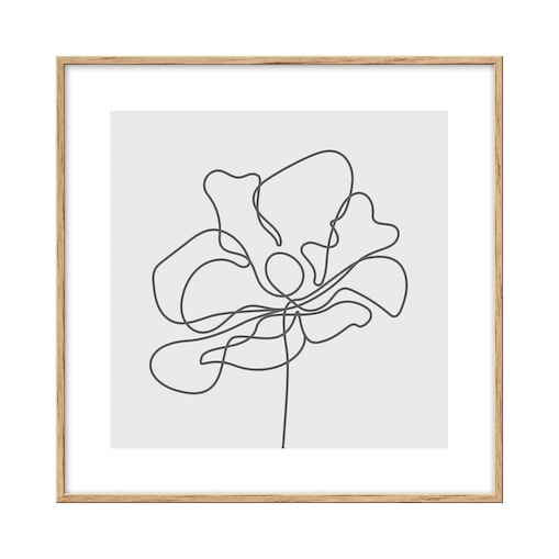 Obraz beżowy kwiat one line 30x30 cm