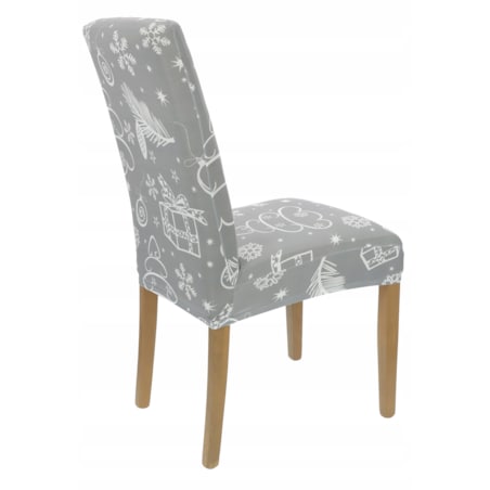 Pokrowiec Na Krzesło Szary Świąteczne Wzory Elastyczny