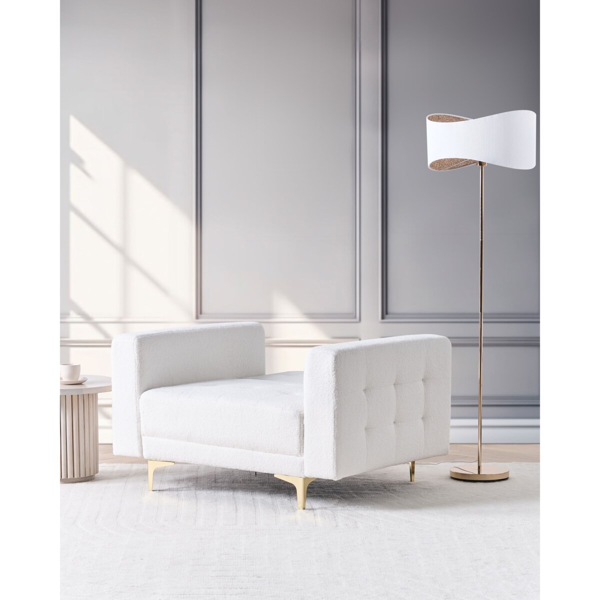 Fotel ABERDEEN Boucle Złamana biel