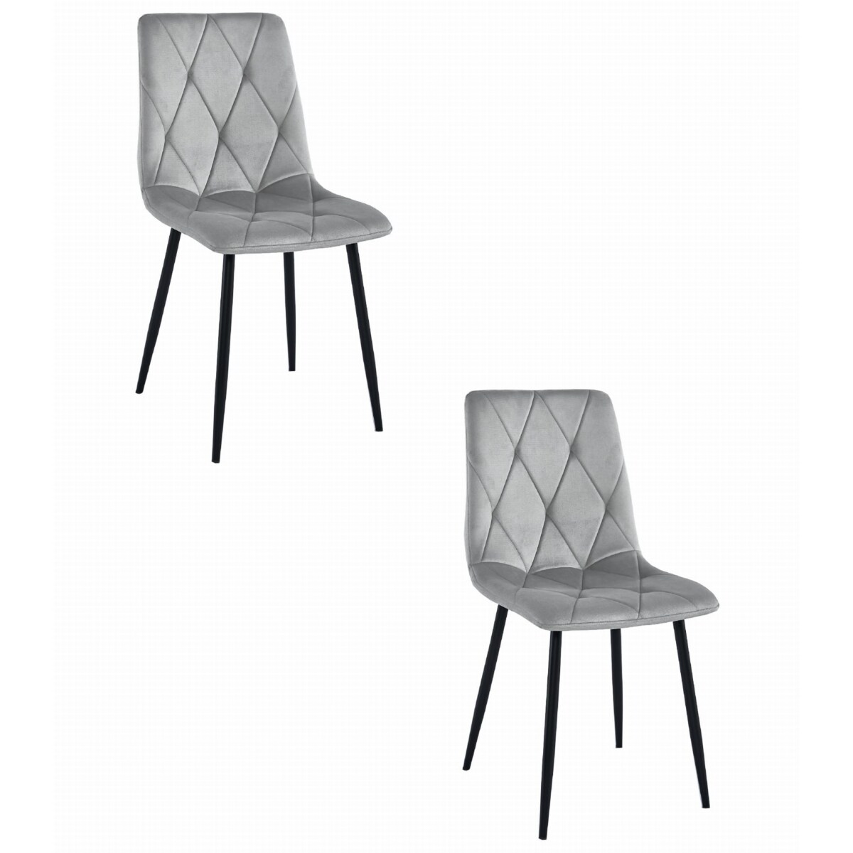 Krzesło Do Jadalni Kuchni Salonu Libra - Aksamit Srebrno-Szary / Nogi Czarne X 2