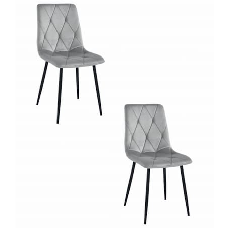 Krzesło Do Jadalni Kuchni Salonu Libra - Aksamit Srebrno-Szary / Nogi Czarne X 2