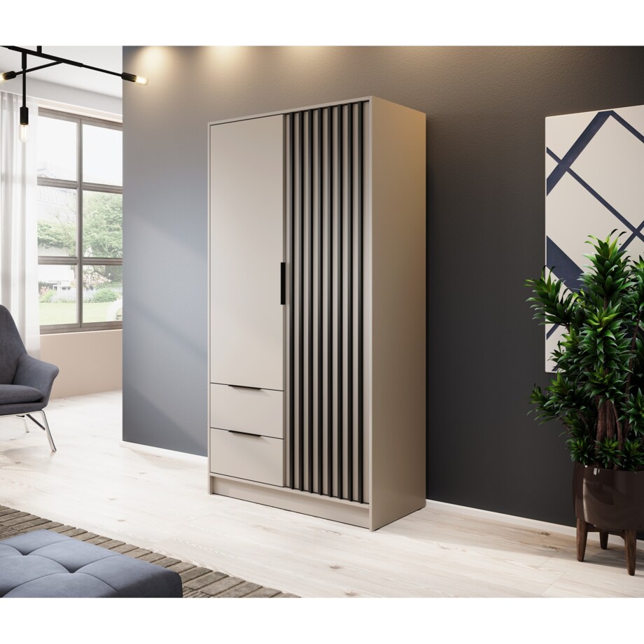 Szafa KELLY dwudrzwiowa z lamelami 105 cm - kaszmir