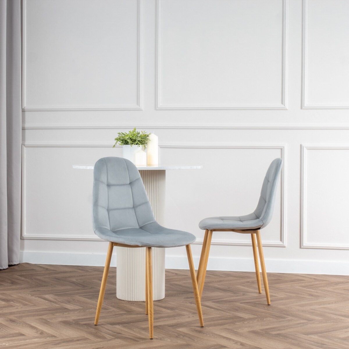 Krzesło tapicerowane do salonu jadalni welurowe pikowane nowoczesne