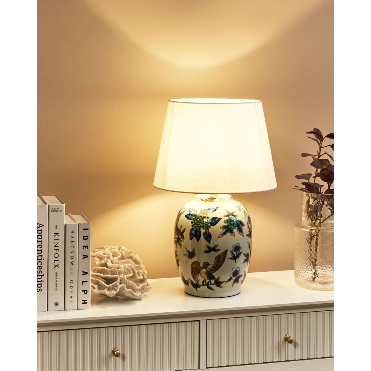 Lampa stołowa SUNJA Porcelana Biały/ niebieski