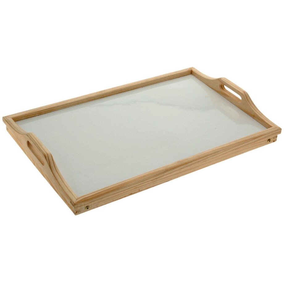 Drewniany stolik śniadaniowy, taca z nóżkami, 50x30 cm