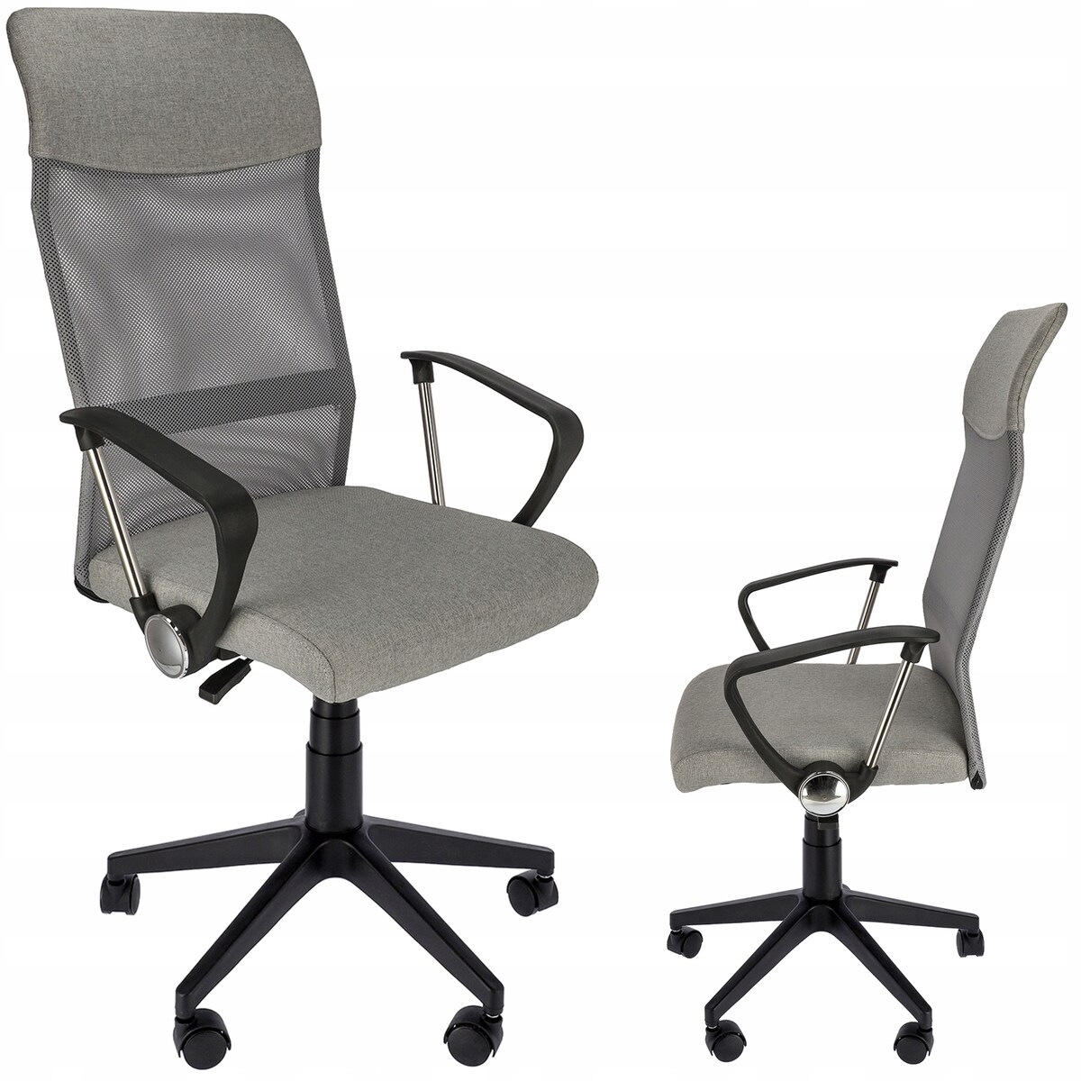 Fotel Krzesło Do Biurka Biura Zoom Tkanina Szary Melanż