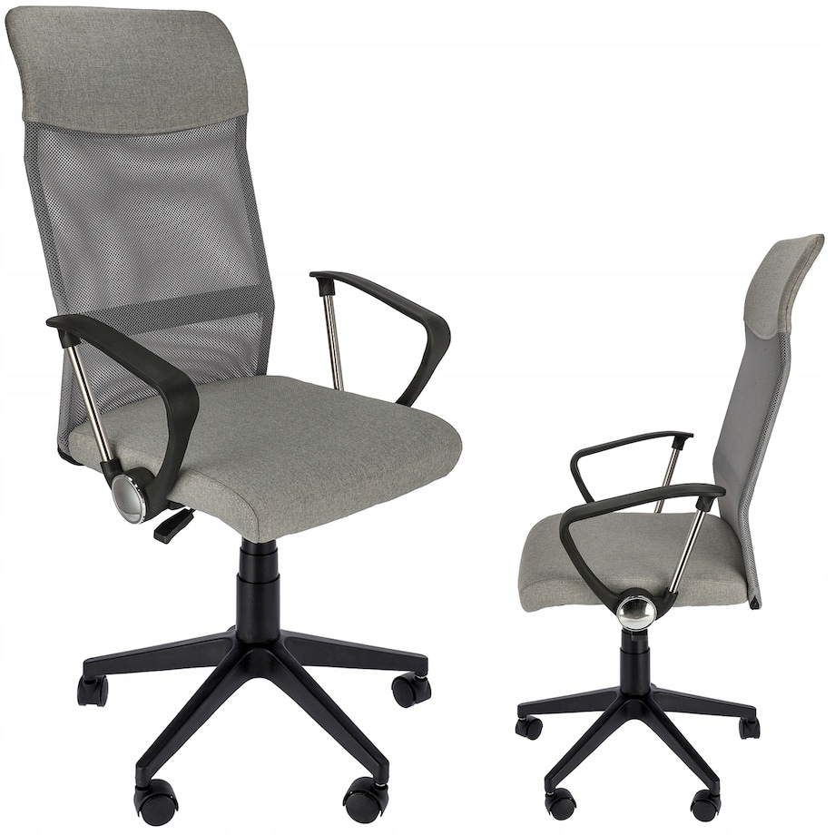 Fotel Krzesło Do Biurka Biura Zoom Tkanina Szary Melanż